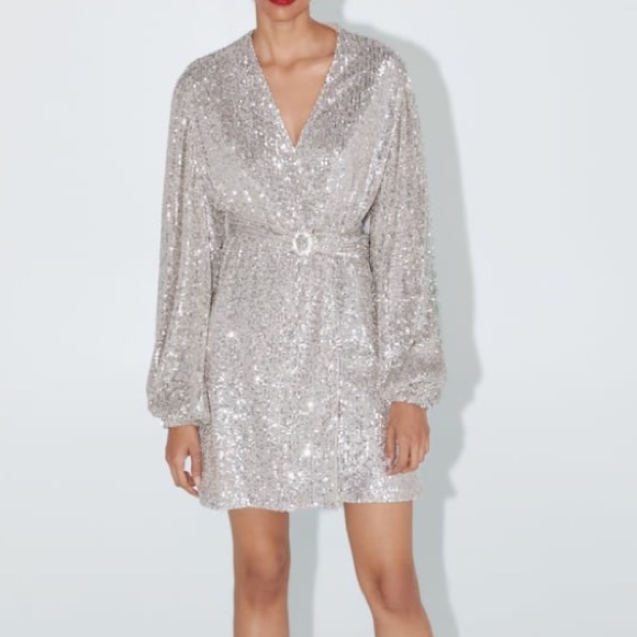 Zara Dresses & Skirts - NWT ZARA sequin blazer wrap dress